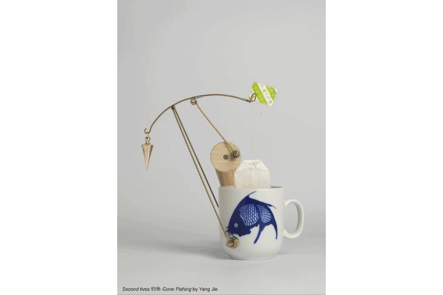 Animated GIF of photos, repurposed items as art. Second Lives by Yang Jie.