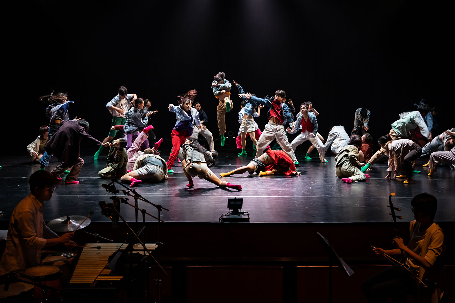 School of Dance, Crossings performance - audio setup visible in front.