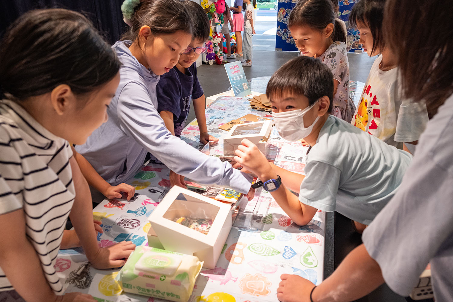 Junior Art students exhibition, a Stickers and Stamps booth.