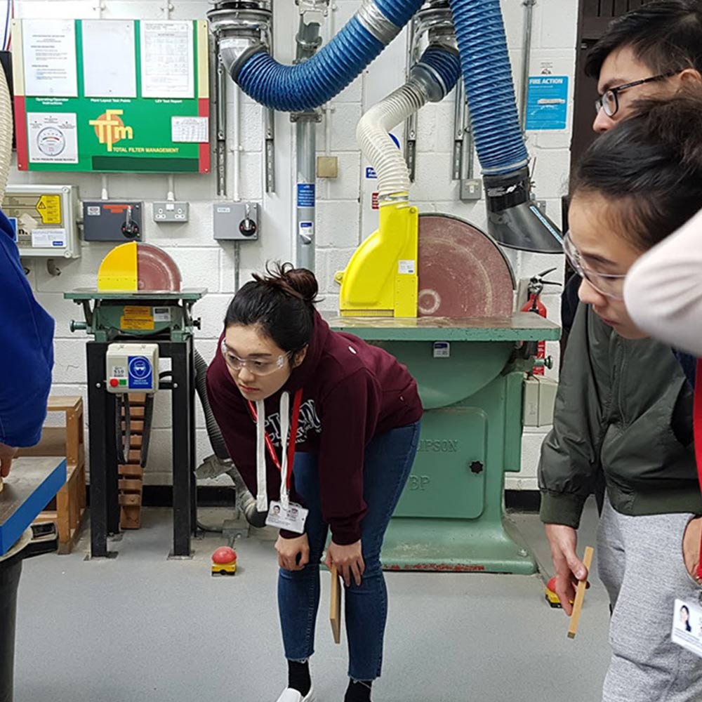 Students from the BA(Hons) 3D Design Practice visiting the workshop during the residential visit to University of Central Lancashire, UK