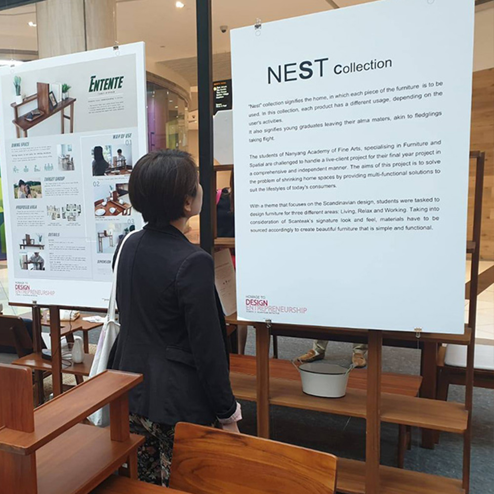3D Design students collaborated with ScanTeak to produce the Nest collection, a recipient of the Good Design Mark 2019, awarded by the Design Business Chamber Singapore
